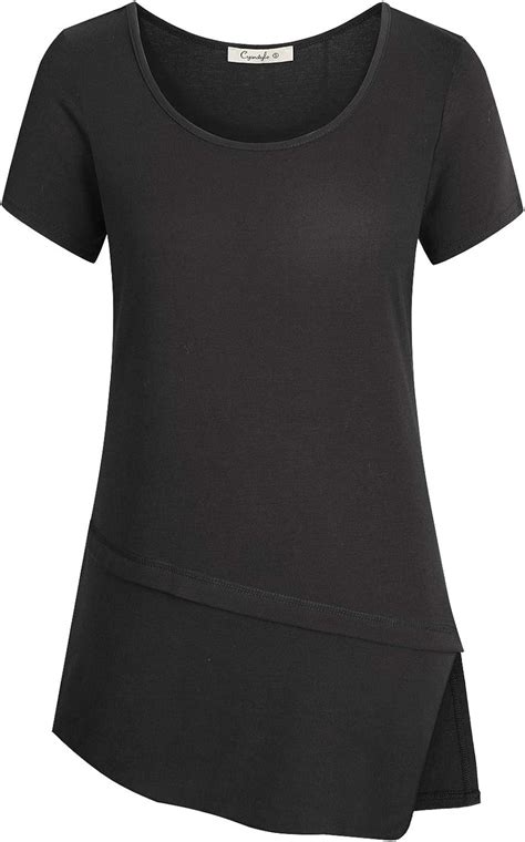 cyanstyle women s scoop neck short sleeve a line layered casual tunic blouse top