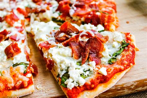 Spinach Bacon And Feta Pizza With Sun Dried Tomato Sauce The Food