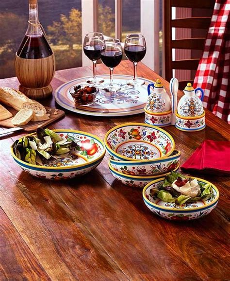 Italian Tuscan Style Dinnerware Cruet Bowls Lazy Susan Stoneware Dining