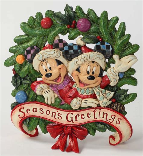 Jim Shore Disney Traditions Seasons Greetings Mickey And Minnie Plaque