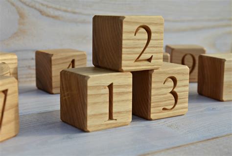 1800 Usd 0 To 9 Wood Number Blocks 2 Inches Large Natural Handmade