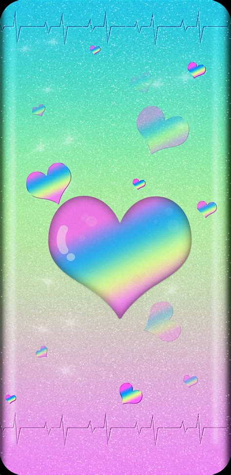 Rainbowheartbeat Bonito Colourful Girly Heart Pretty Rainbow Hd