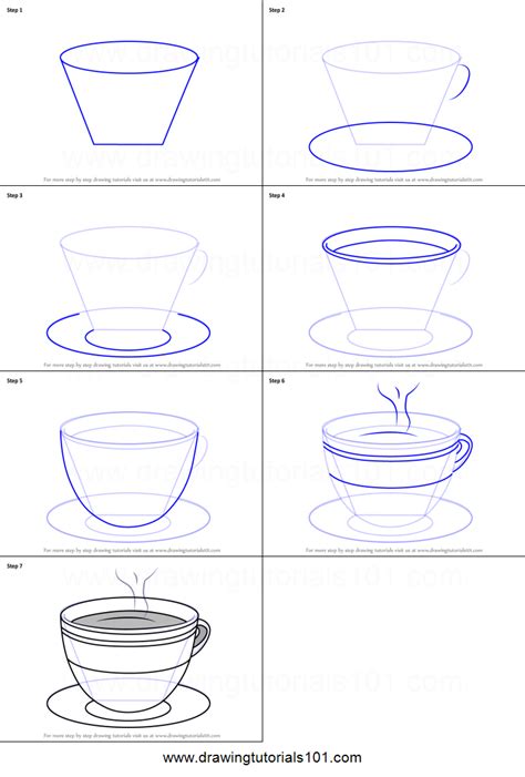 Poke a hole through it. How to Draw a Cup with Saucer printable step by step ...