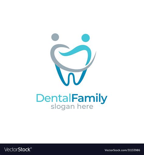 Dental Family Tooth Dentist Logo Graphic Vector Image