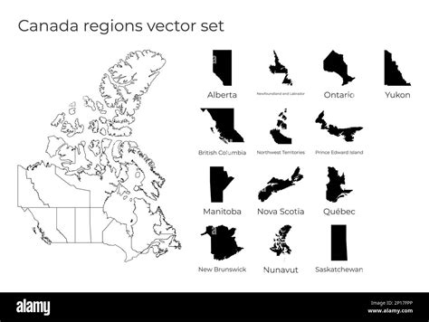 Mapa De Canad Con Formas De Regiones Mapa Vectorial En Blanco Del