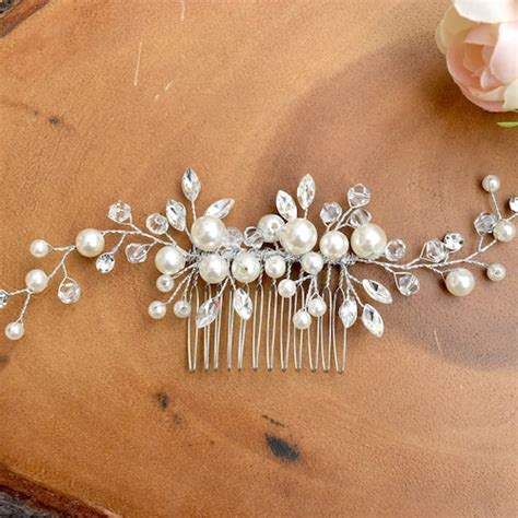 Bridal Hair Comb Silver Crystals Etsy