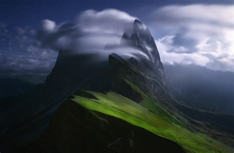 Cloudy Green Mountain Peak Wallpaper Hd Nature 4k Wallpapers Images