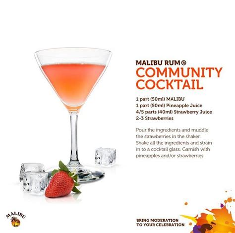 The ingredients we used and the brands are all pictured for you. Malibu Rum Community Cocktail | Smoothie drinks, Rum drinks, Malibu rum drinks