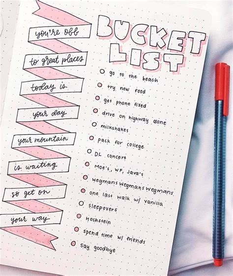 A Creative Bucket List By Ig Cclaireigraphy Bullet Journaling Ideas