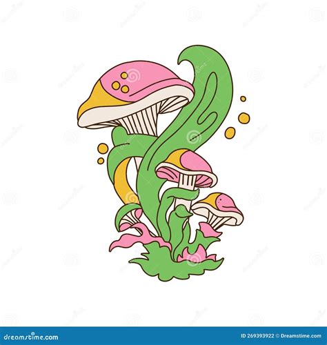 Trippy Mushroom Background. Acid Psychedelic Magic Wallpaper With