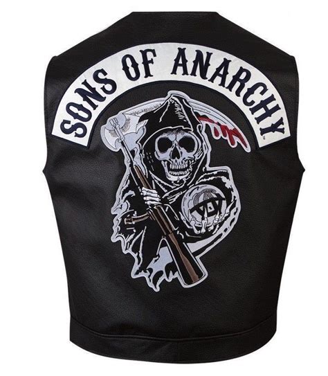 Waistcoat Sons Of Anarchy Black Leather Motorcycle Biker Vest Black