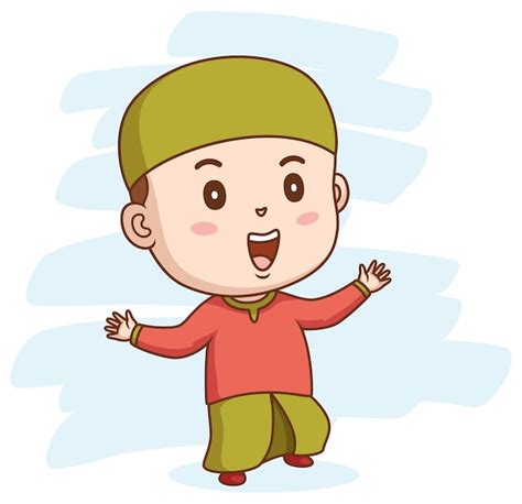 Premium Vector Happy Muslim Kid Vector Illustration