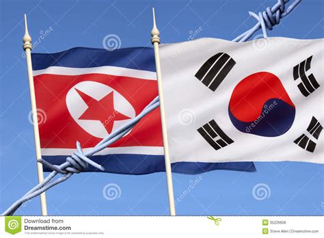 Flags Of North And South Korea Stock Photo Image Of Symbol