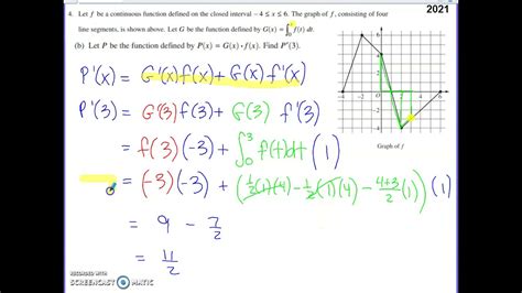 2021 Ap Calculus Ab And Bc Free Response Question 4 Youtube
