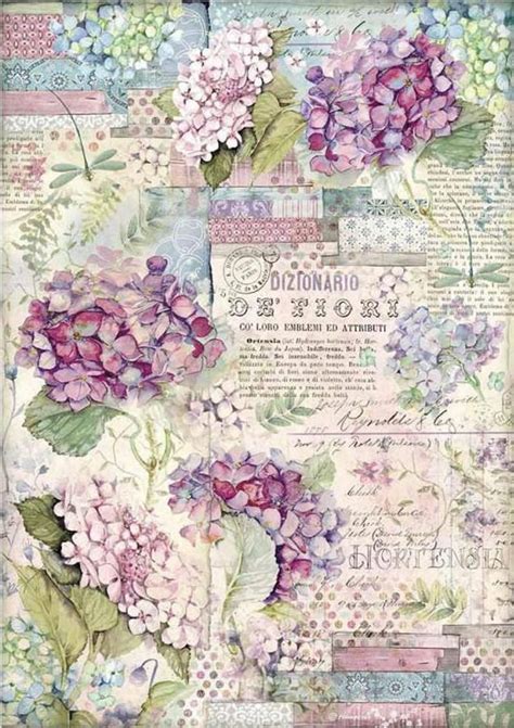 Stamperia Hortensia Hydrangea Rice Paper Decoupage A3 For Diy Etsy