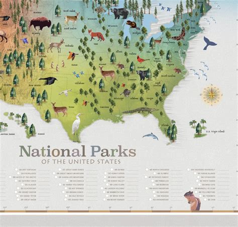 National Park Map All 63 National Parks National Park Art Etsy