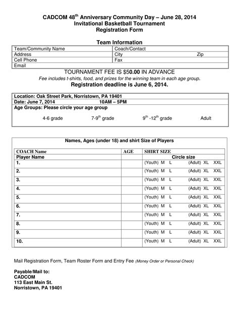 Free 11 Basketball Registration Forms In Pdf Ms Word