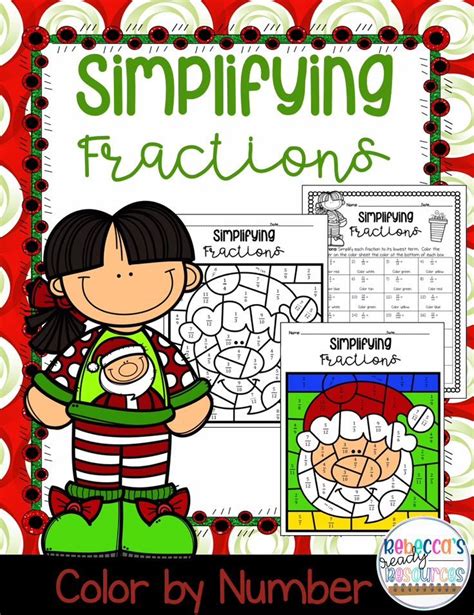 Simplifying Fractions Color By Number Christmas Simplifying