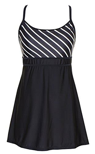 Danify Womens One Piece Swimsuits Sailor Striped Swim Dress Modest