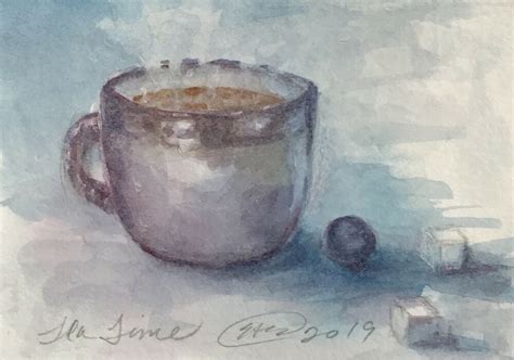 Aceo Teacup Tea Painting Original China Mug Cup Art Originals Direct By