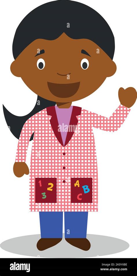 cute cartoon vector illustration of a black or african american female teacher stock vector