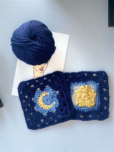 Moon And Star Granny Square Written Pattern Crochet Etsy Crochet