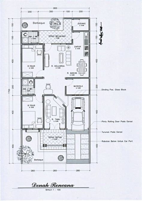 Denah Rumah Minimalis 7x9 1 Lantai 1 House Layout Plans Apartment