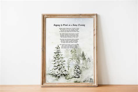 Stopping By Woods On A Snowy Evening Robert Frost Poem Etsy Robert