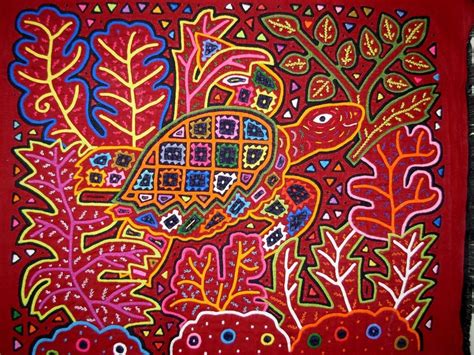Beautifully Made Hawksbill Turtle Kuna Traditional Mola Kuna Yala