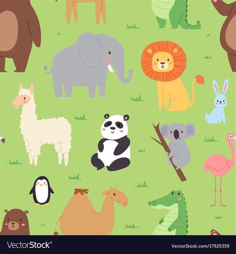 Cartoon Animals Wildlife Wallpaper Zoo Wild Vector Image