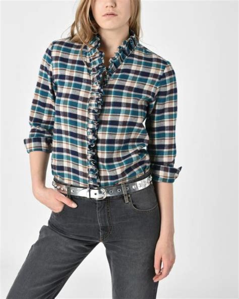 New 300 Isabel Marant Etoile Awendy Checked Shirt With Ruffle Detail