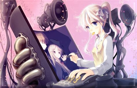Enjoy the beautiful art of anime on your screen. Wallpaper Anime Girl, Artist, Designer, High Tech Pc Desk ...