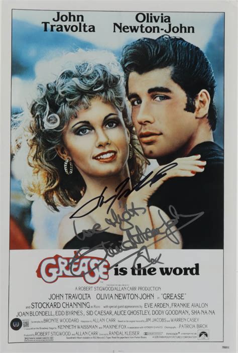 John Travolta And Olivia Newton John Signed Grease 11x14 Movie Poster