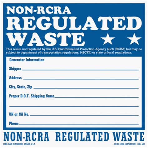 Non Rcra Regulated Waste Vinyl Labels