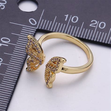 Gold Butterfly Ring Dainty Monarch Ring Adjustable Ring Etsy