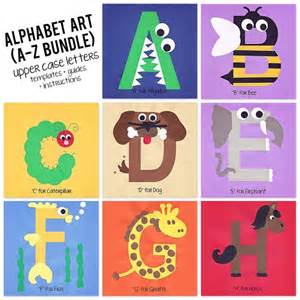 A To Z Alphabet Art Template Upper Case Letters Bundle Preschool Letter Crafts Alphabet