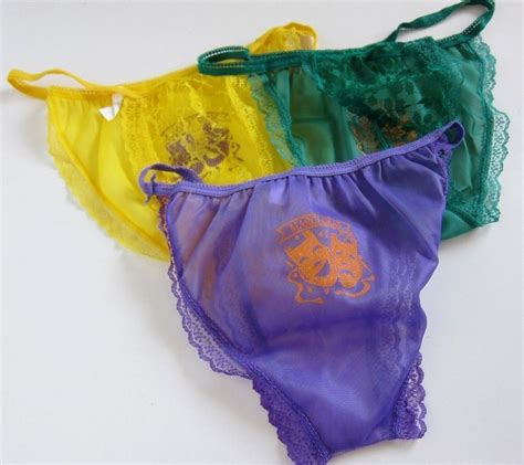 1 Vintage 80s Mardi Gras Nwot Silky Sheer And Lace String Bikini Panties