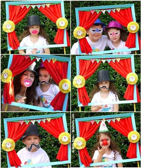 With exquisite workmanship, the frame cutout is perfect for you to take down the memorable moment with your families and friends in. diy photo booth, frame with curtains on stand; circus ...