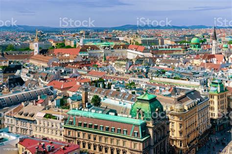 Panoramic Aerial View From Stephansdom To Old City Center Vienna Stock