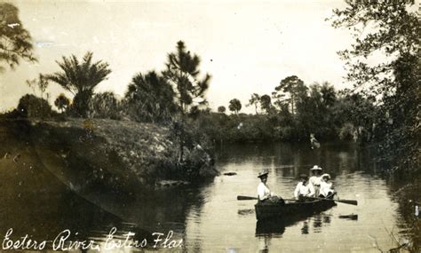 Florida Memory Postcard Showing Koreshans In A Rowboat On The Estero