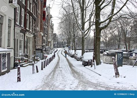 Snow In Amsterdam The Netherlands Stock Photos Image 12398633