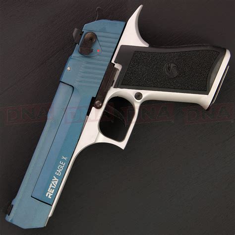 Buy The Retay Eagle X 9mm Chromeblue Blank Firing Pistol Dna Leisure