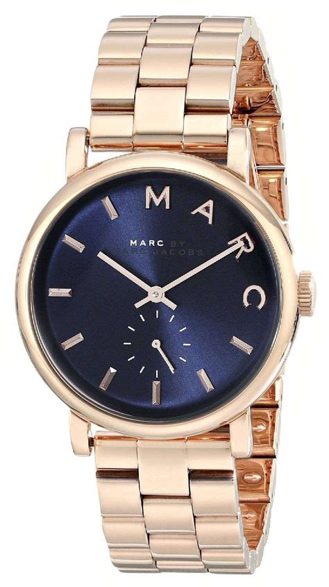 Marc By Marc Jacobs Baker Navy Dial Rose Gold Tone Steel Mbm3330 Womens