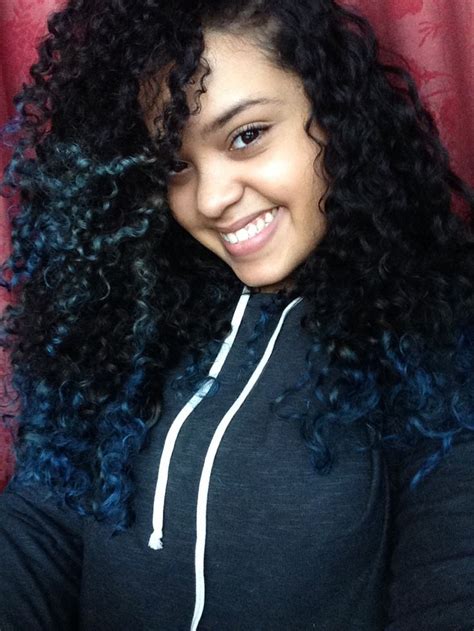 Blue tips. Natural curly hair ombré | Curly Hair ...