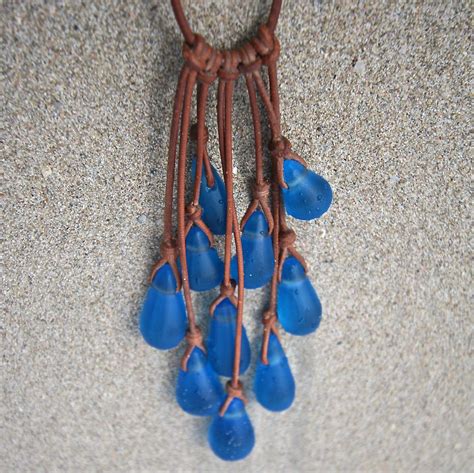 Sea Glass Drops Necklacehandmade Beach Glass Jewelry From St Barth