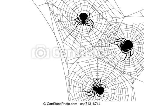 Background With Black Widow Spiders Banner For Halloween Holiday