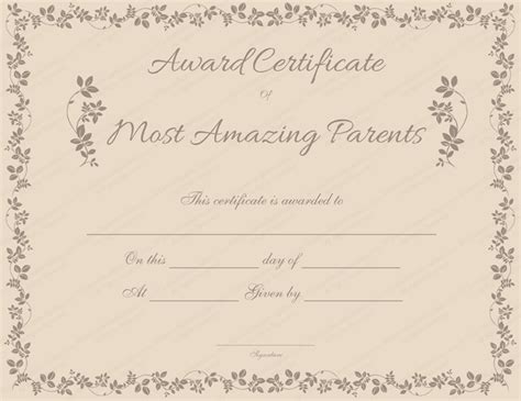 Most Amazing Parents Award Certificate Template