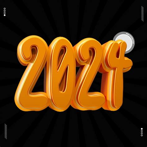 Premium Psd 3d Render Number 2024 Font Orange