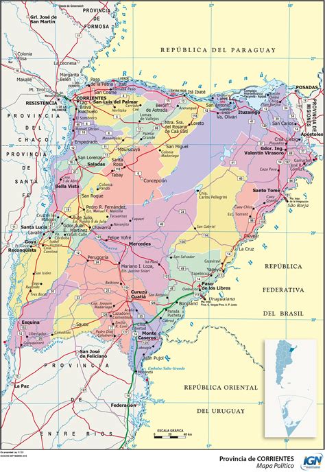 Mapa De La Provincia De Corrientes Y Sus Departamentos Tamaño