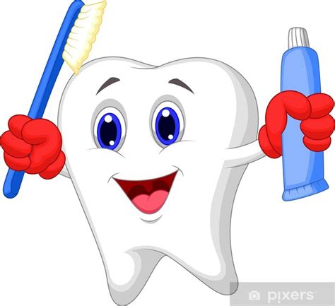 Check spelling or type a new query. Tooth cartoon holding toothbrush and toothpaste Sticker ...